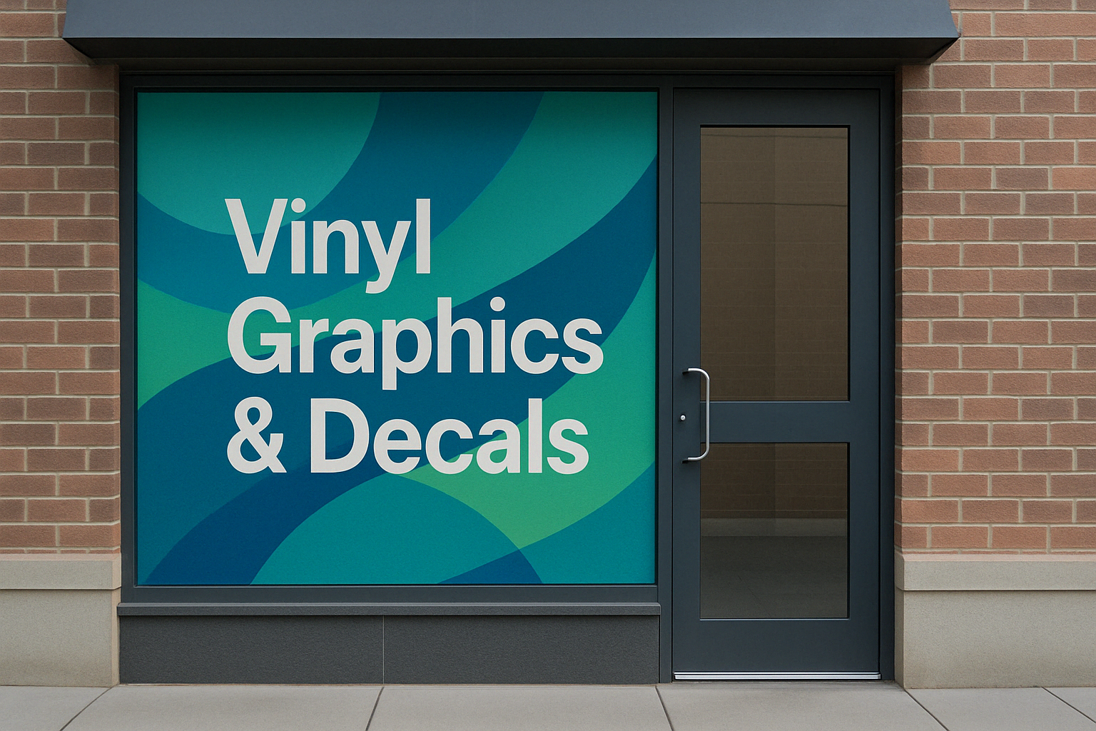 Custom vinyl graphics applied to glass storefront windows